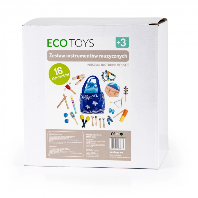 Set instrumente muzicale din lemn pentru copii cu rucsac Ecotoys