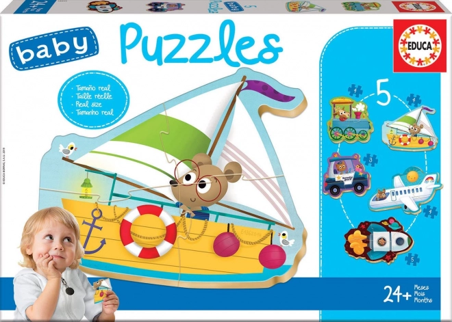 Puzzle pentru copii animale cu vehicule EDUCA