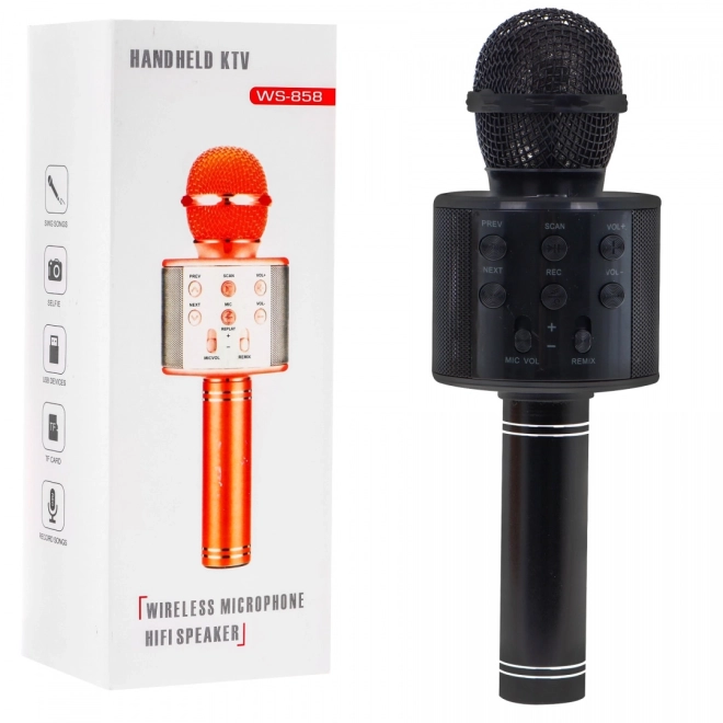 Microfon karaoke cu difuzor negru – negru