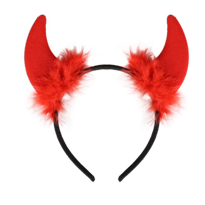 Coadă și coarne roșii cu pene pentru carnaval