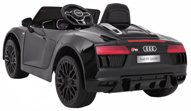 Audi R8 Spyder pe bază de baterii Lak Negru + Telecomandă + EVA + Start Lent + Radio MP3 + LED diode