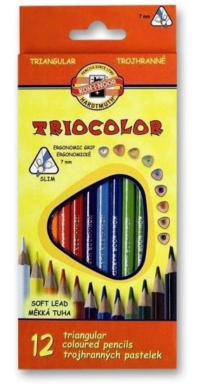 Pasteluri triunghiulare subțiri Triocolor Koh-I-Noor, set 18 bucăți