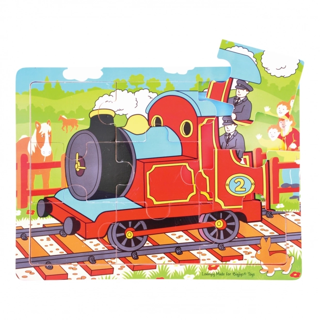 Puzzle din lemn tren Bigjigs Toys