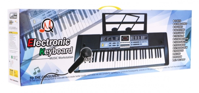 Instrument muzical pentru copii cu clape, cu 61 de clape și funcții moderne pentru învățare și microfon