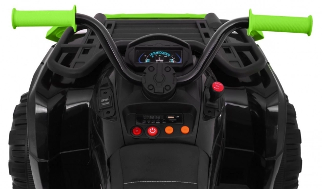ATV XL 2,4GHz baterie pentru copii negru/verde + telecomandă + tracțiune 4x4 + suport bagaje + pornire lentă + EVA + LED audio