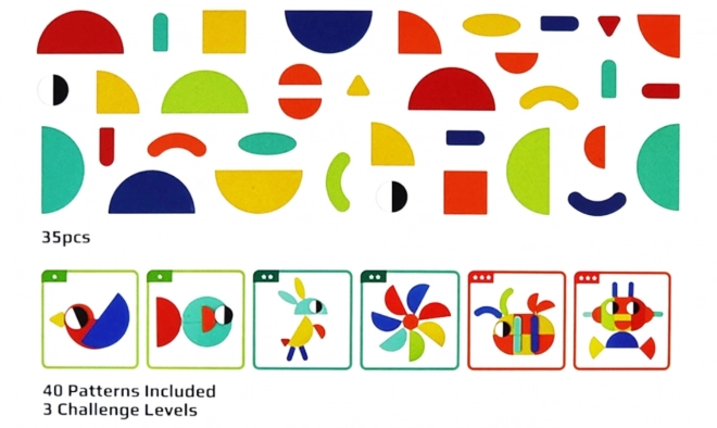 Puzzle din lemn Montessori cu 40 de modele de la WOOPIE Green