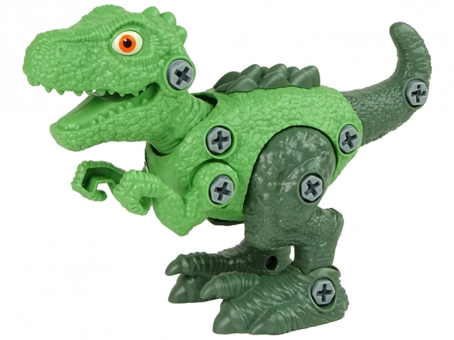 Set dinozaur Tyrannosaurus Rex cu ou DIY și șurubelniță verde