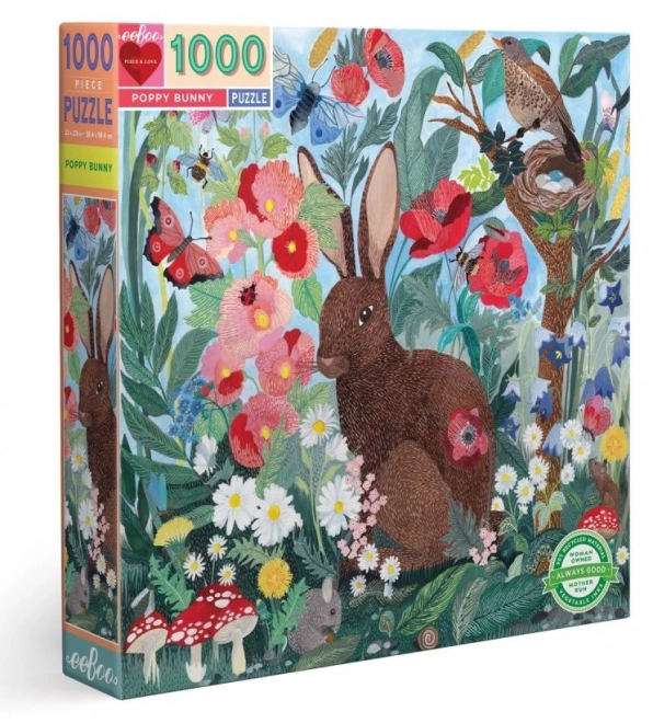 Puzzle pătrat iepure și maci 1000 piese