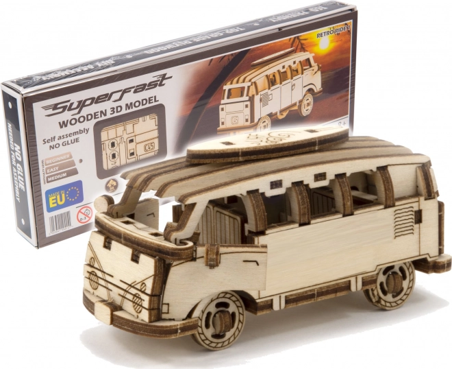 Puzzle 3D din lemn Minibuz retro Superfast