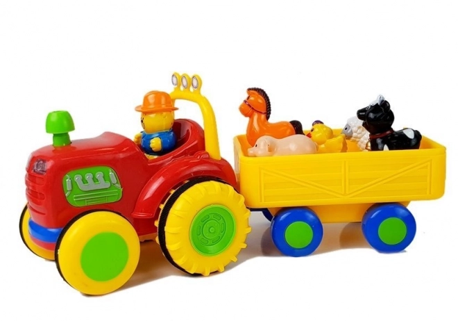 Tractor cu remorcă și animale pentru copii