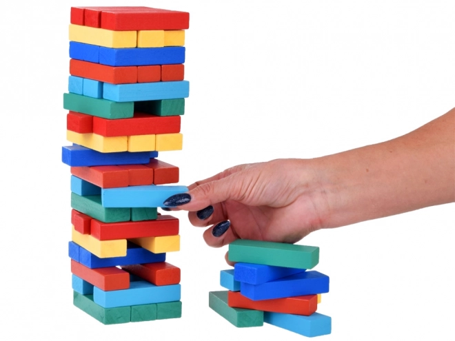 Jenga turnul clătinător din lemn cu blocuri colorate