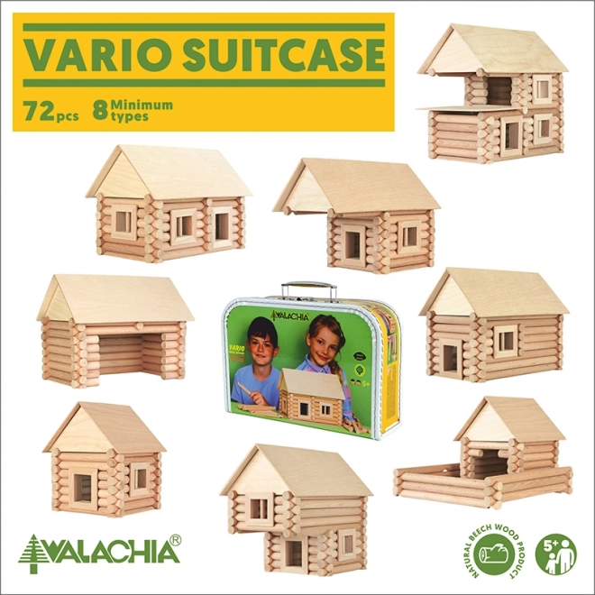 Set valiză Vario - Set construcție din lemn 72 de piese