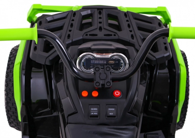 ATV electric pentru copii Air quad negru-verde + roți gonflabile + radio MP3 + start lent
