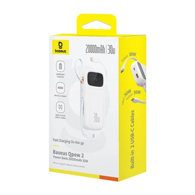 Baterie externă Baseus QPow 2 20000mAh 30W alb