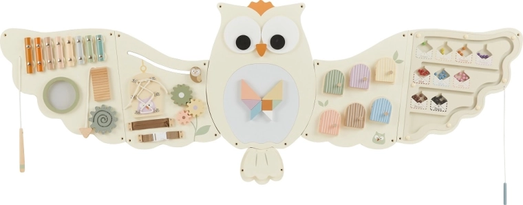 Placă motrică din lemn bufniță 2Kids Toys – busy board de perete mare