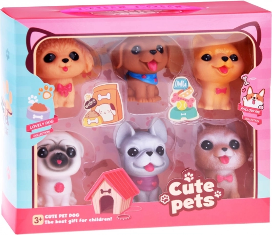 Set de figurine de cauciuc cățeluși 6 bucăți