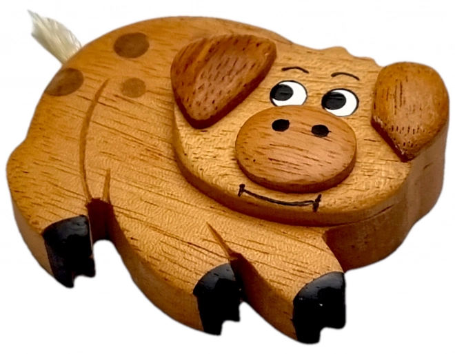 Magnet din lemn cu motiv de porc - 2Kids Toys