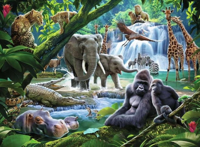 Puzzle XXL cu Animale din Junglă de la Ravensburger, 100 Piese