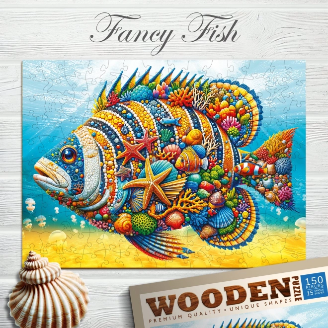 Puzzle din lemn pește la modă 150 piese