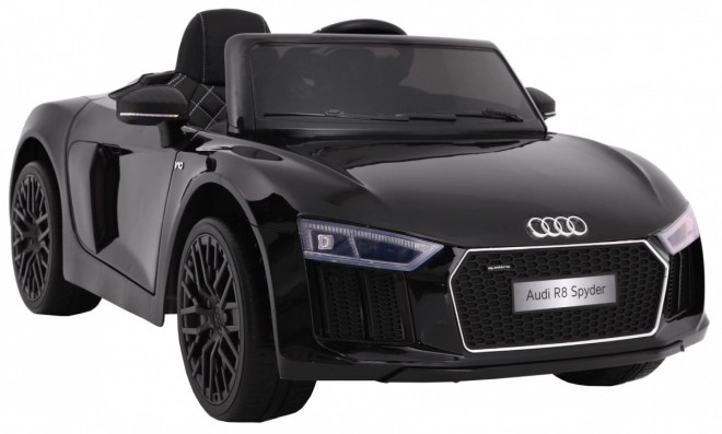 Audi R8 Spyder pe bază de baterii Lak Negru + Telecomandă + EVA + Start Lent + Radio MP3 + LED diode