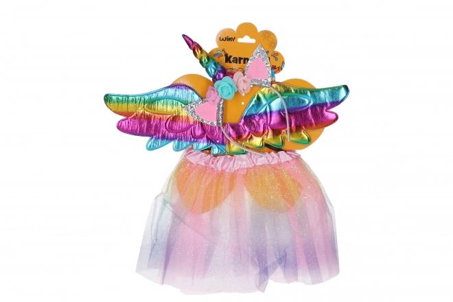 Set carnaval unicorn multicolor cu aripi