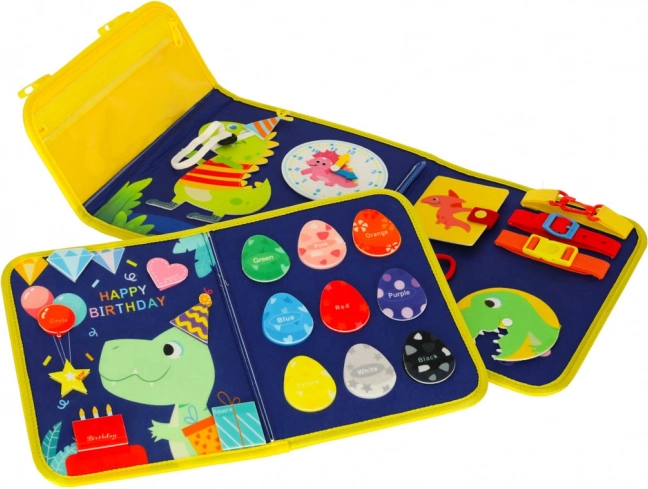 Placă senzorială Montessori cu temă de dinozaur albastră