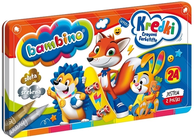 Creioane colorate metalice cu ascuțitoare Bambino