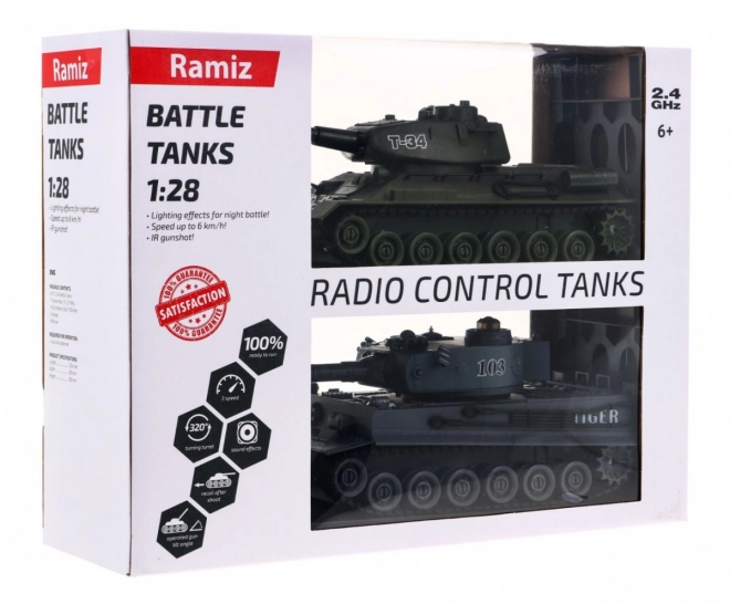 Tancuri cu telecomandă T-34 vs Tiger pentru copii 3+