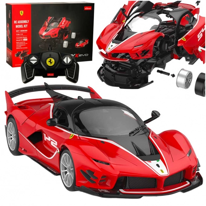 Mașină teleghidată Ferrari de la Rastar în set de asamblare, scară 1:18