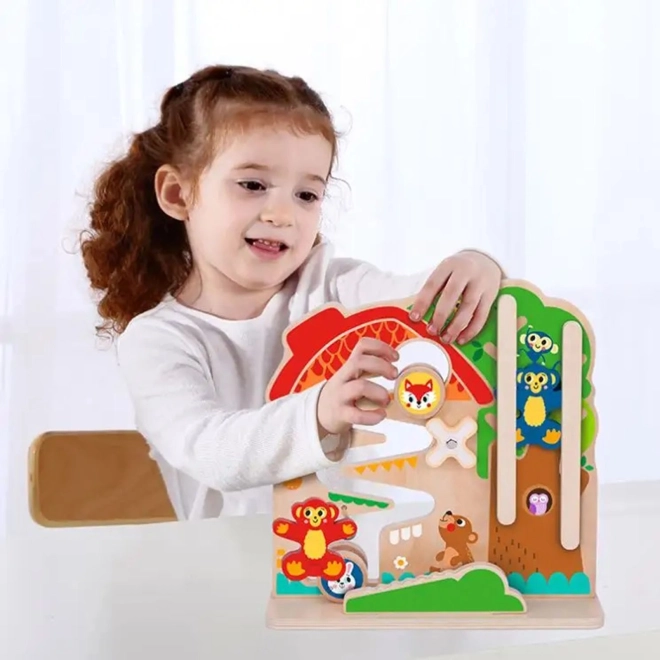 Tablă Montessori din lemn cu labirint Tooky Toy