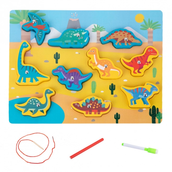 Puzzle magnetice din lemn dinozauri