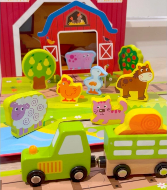 Fermă de lemn în valiză Tooky Toy