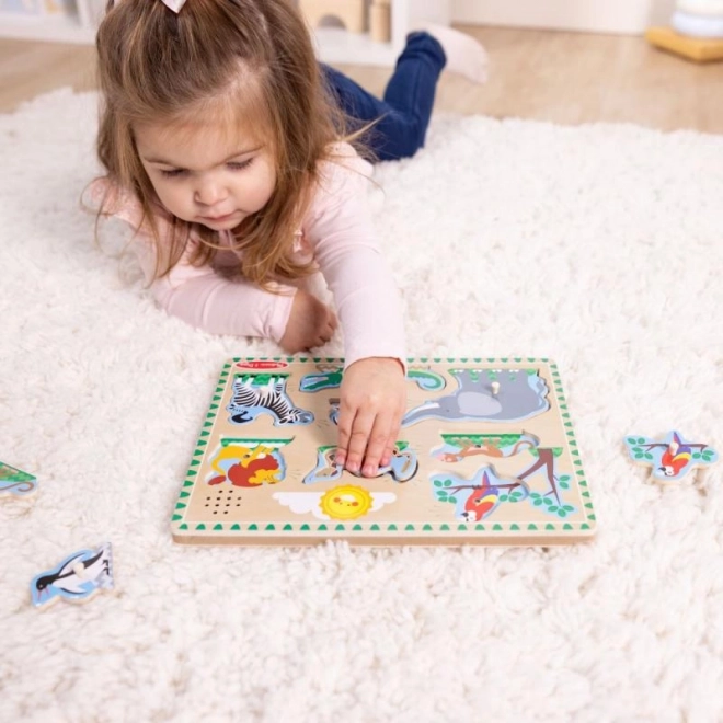 Melissa & Doug puzzle din lemn cu sunete
