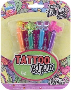 Pixuri gel metalice pentru tatuaje temporare cu șabloane, set de 4 bucăți