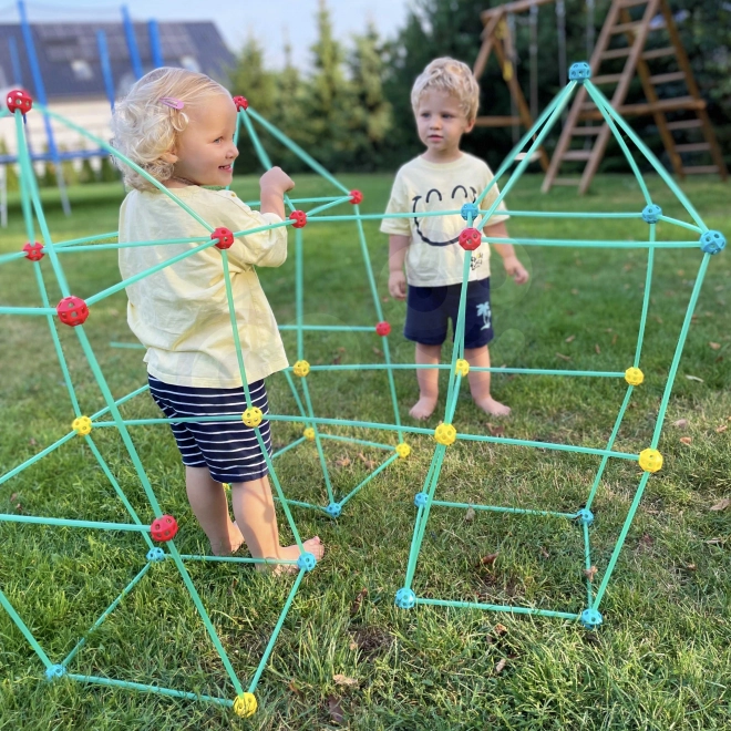 WOOPIE Mari Construcții Blocuri Set Cort Paie Tuburi 128 buc