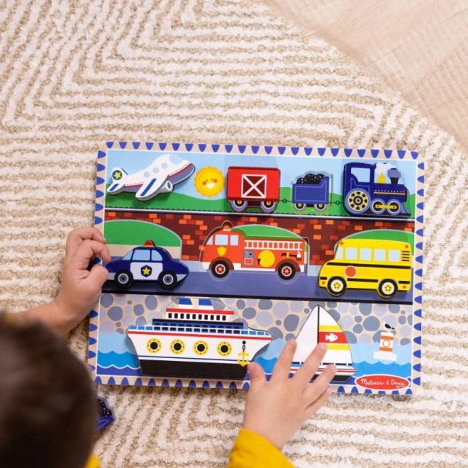 Melissa & Doug puzzle din lemn cu sunete