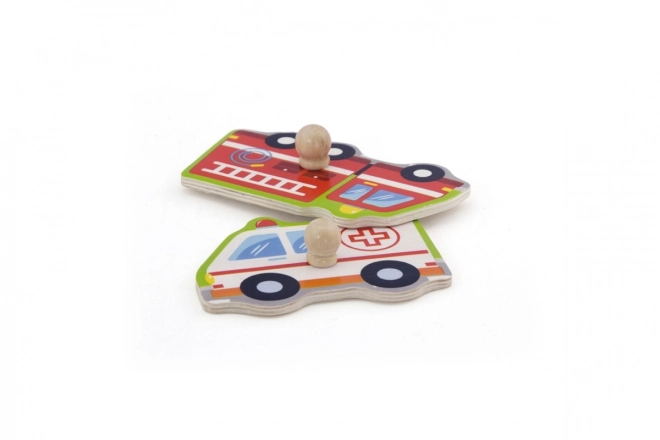 Puzzle din lemn cu sunete Vehicule