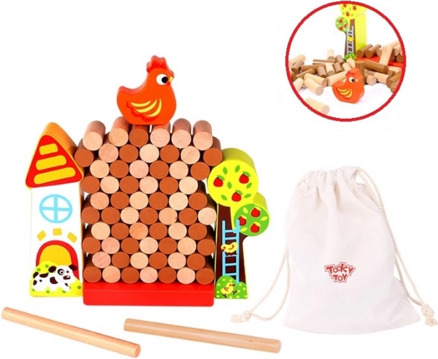 Joc de lemn Tooky Toy Cade Găina Fermă