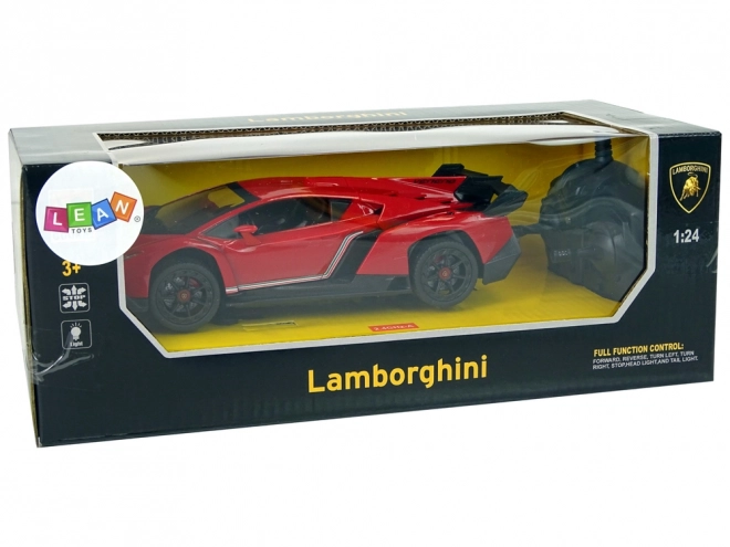 Mașină sport R/C Lamborghini Veneno roșu cu telecomandă 2.4G și lumini