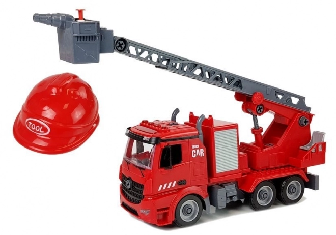 Set DIY Mașină de Pompieri 2în1 cu Elevator Interșanjabil