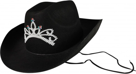 Pălărie de cowboy neagră cu coroană pentru doamne