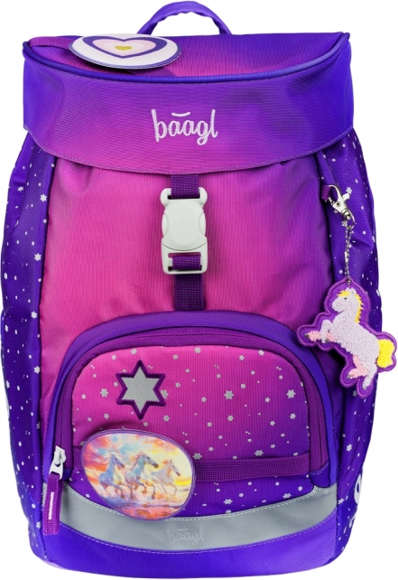 Set școlar Cai Inimă: rucsac, penar, săculeț, șorț, portofel
