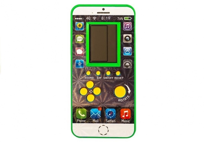 Joc electronic Tetris cu design de telefon verde