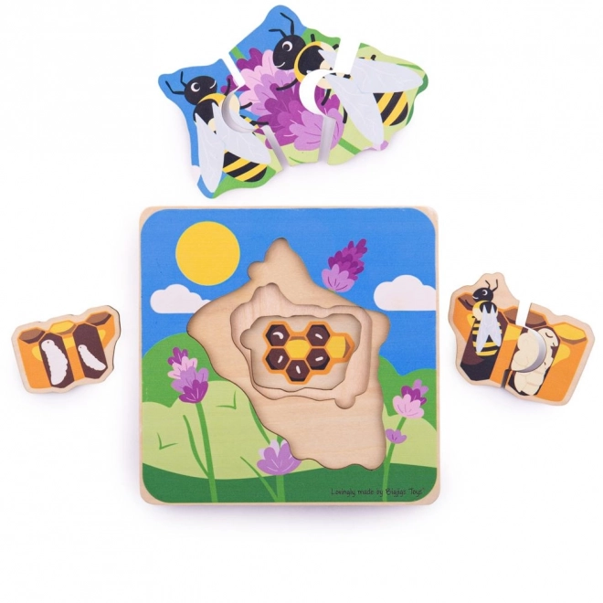 Puzzle ciclul de viață al albinei Bigjigs Toys