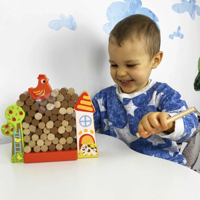 Joc de lemn Tooky Toy Cade Găina Fermă
