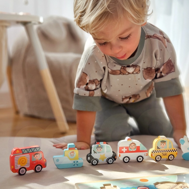 Puzzle din lemn vehicule oraș