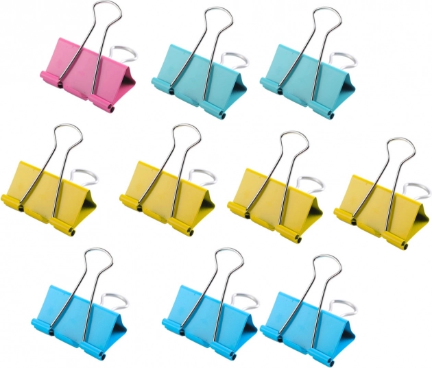 Set de cleme de birou colorate 19 mm 10 buc