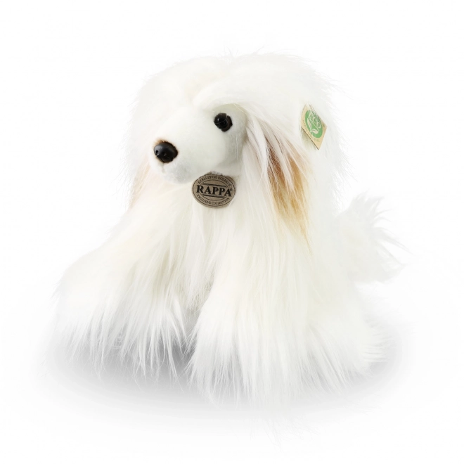 Câine de pluș papagal chinezesc crestat din materiale ecologice 30 cm