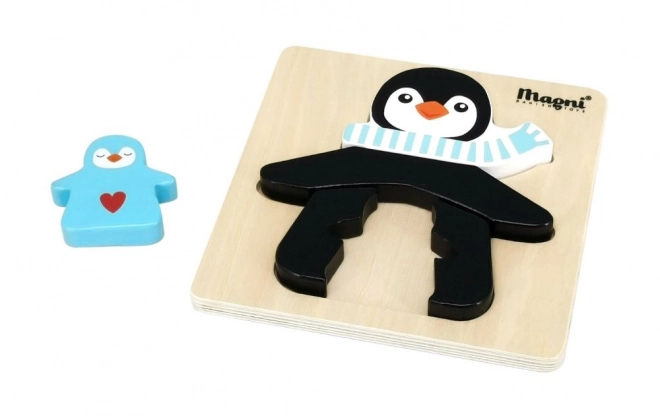 Puzzle din lemn Pinguin cu pui