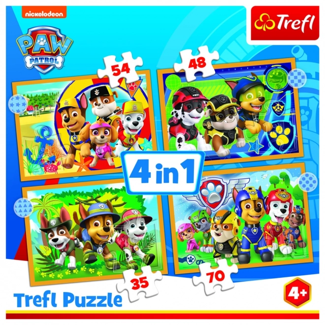 Puzzle 4 în 1 Vacanța Patrula Cățelușilor